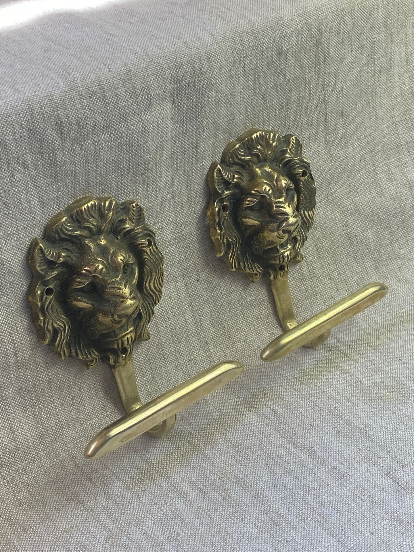 Lion head coat hooks in solid brass, Peerage England