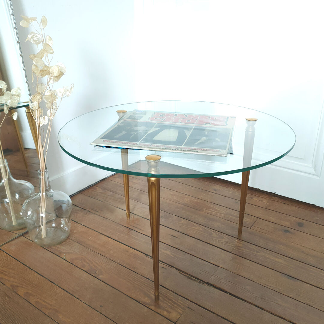 Tripod golden round coffee table
