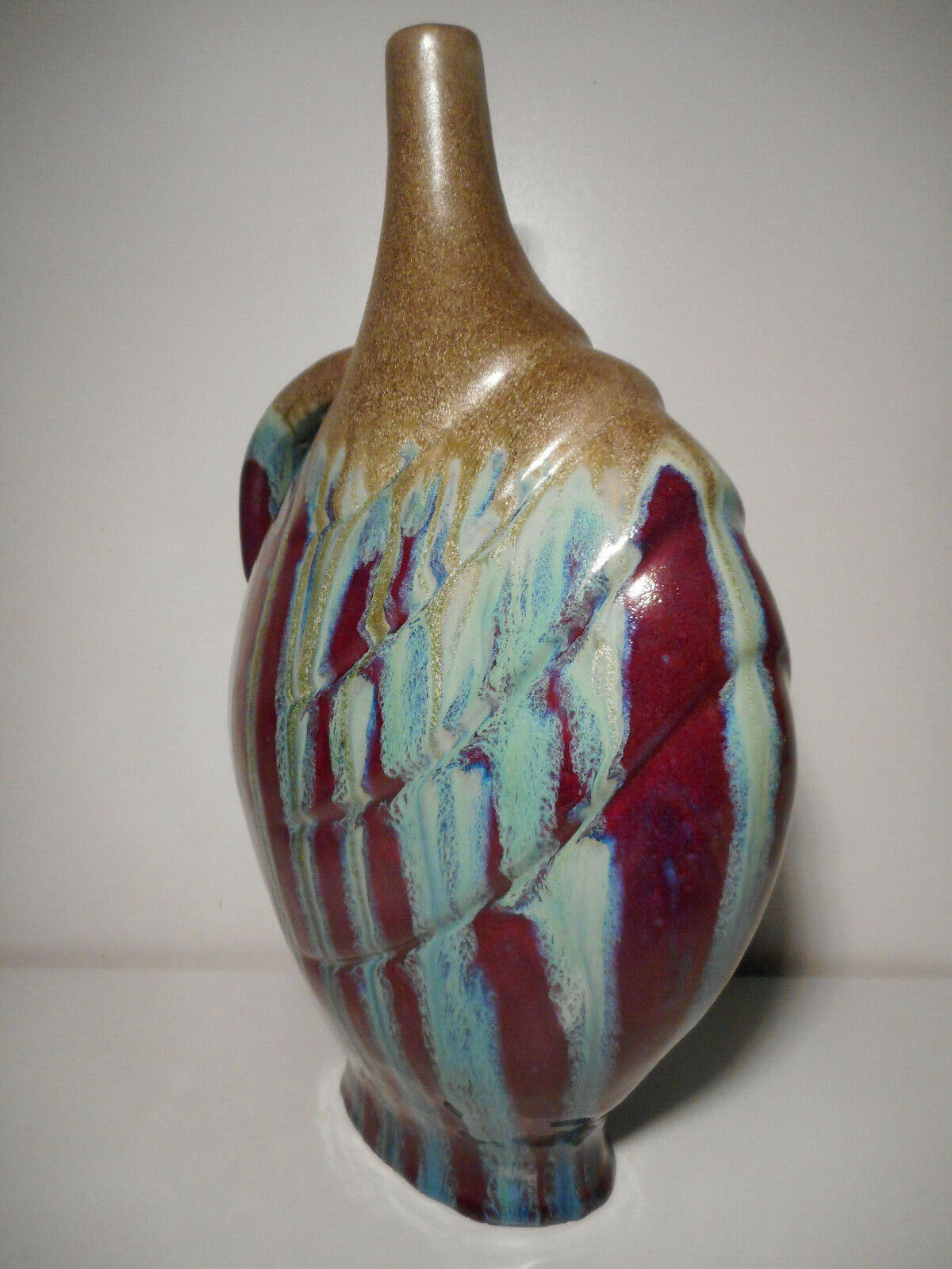 Vase soliflore in glazed ceramic earthenware vintage contemporary art 20th century