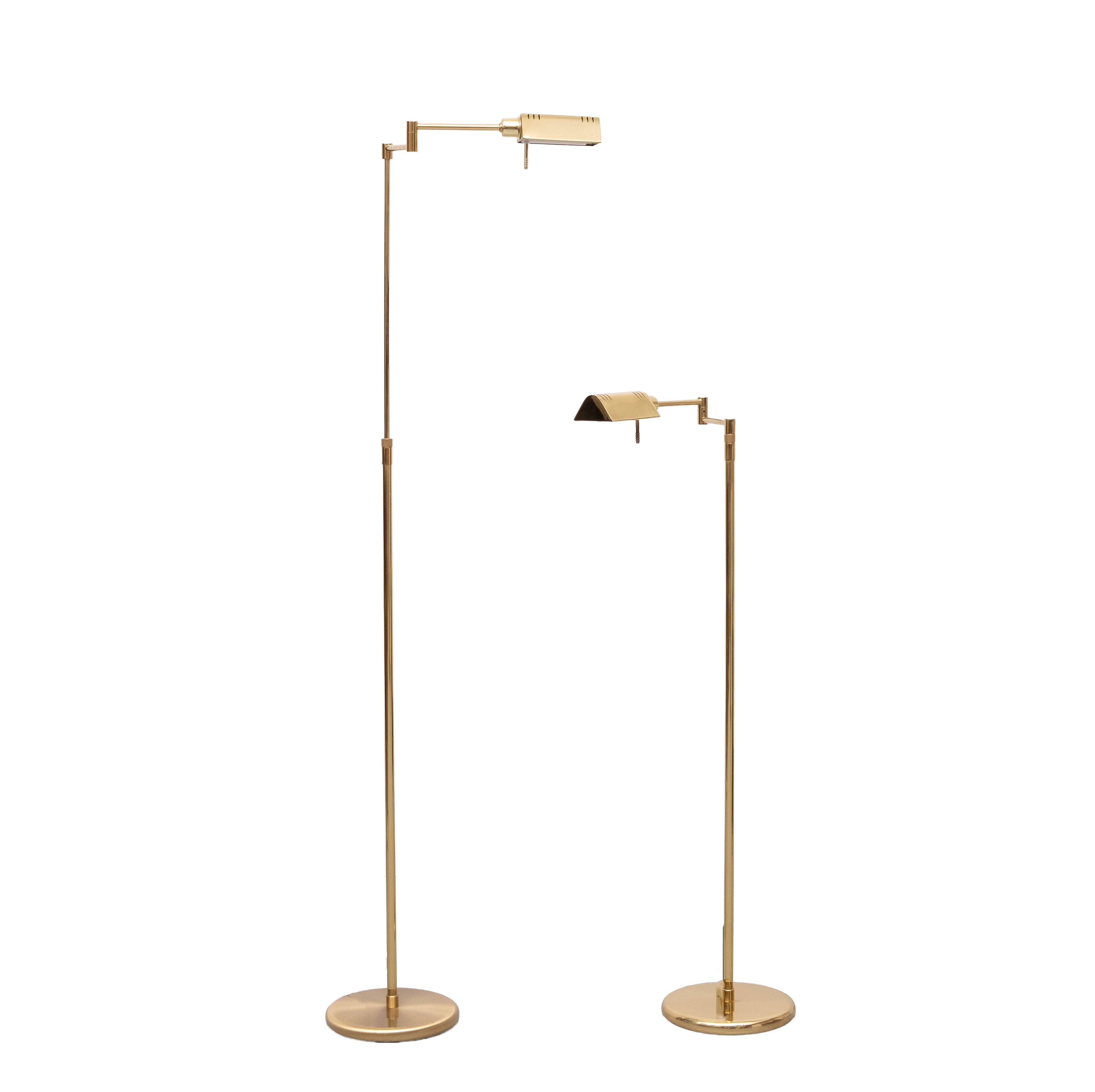 Brass Swing arm Halogen floor lamp by Holtkoetter 1980s Germany