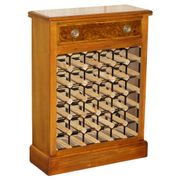 Flamed walnut sideboard for 36 bottles with drawer