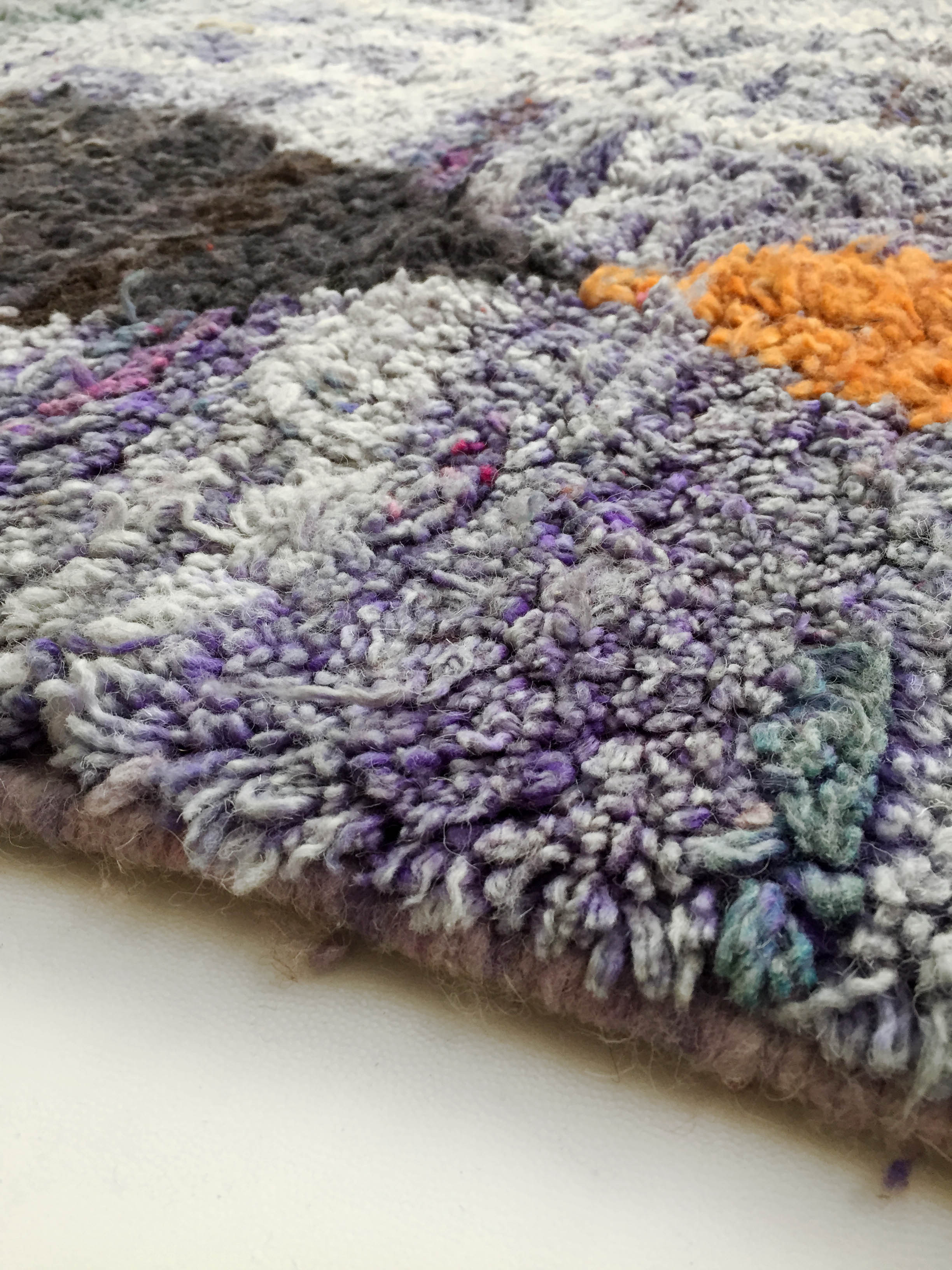 Moroccan Berber carpet boujaad purple with colorful patterns 325x200cm