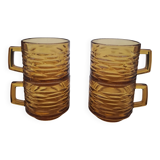 Set of 4 Vereco amber glass cups