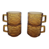 Set 4 tasses Vereco en verre ambré