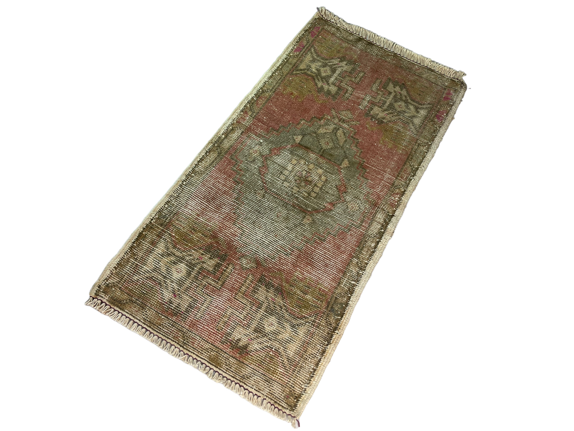 VINTAGE TURKISH PASTEL MINI RUG , 101 x 51 cm