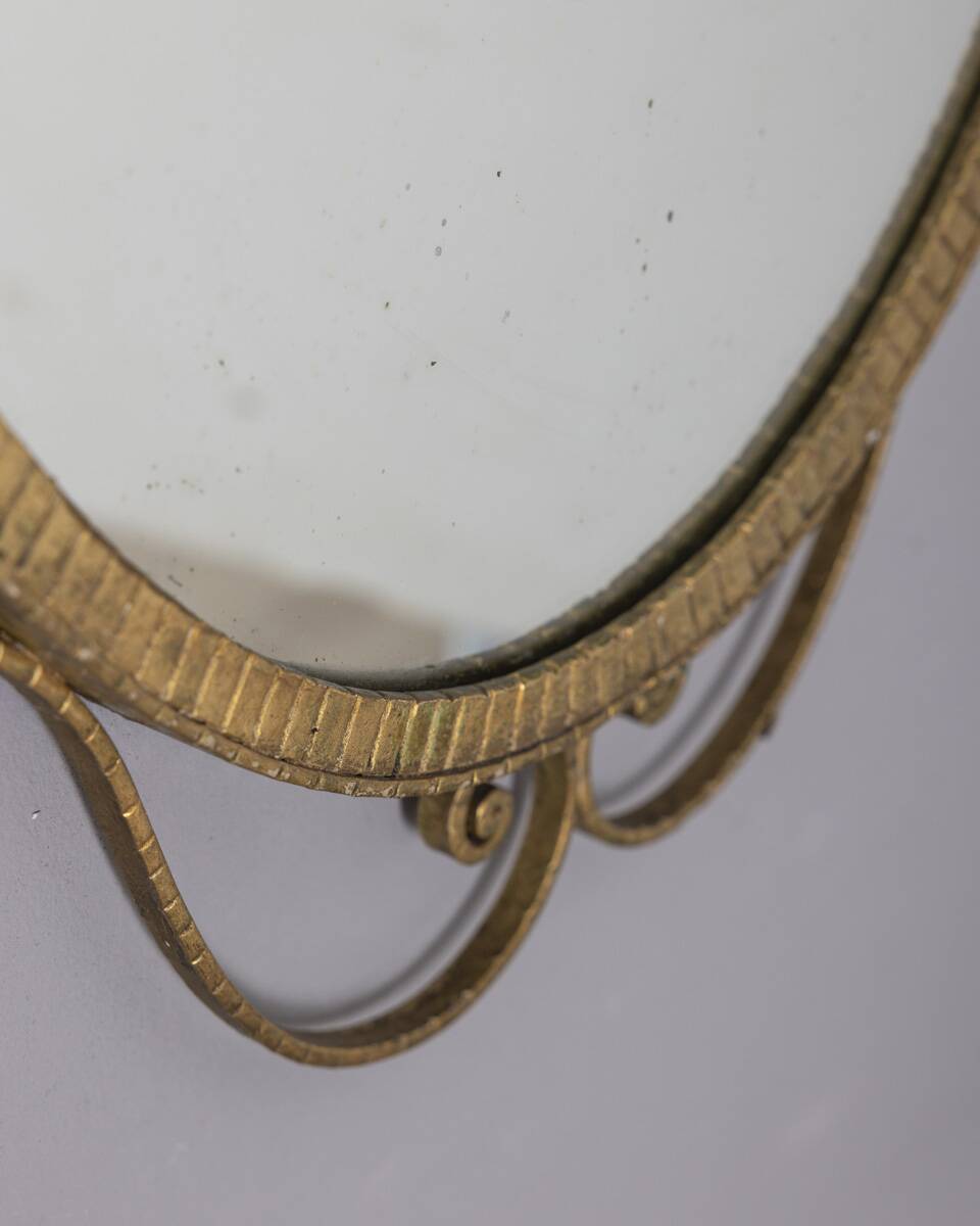 SPECCHIO DA PARETE VINTAGE ANNI 50 METALLO DORATO DESIGN PIER LUIGI COLLI