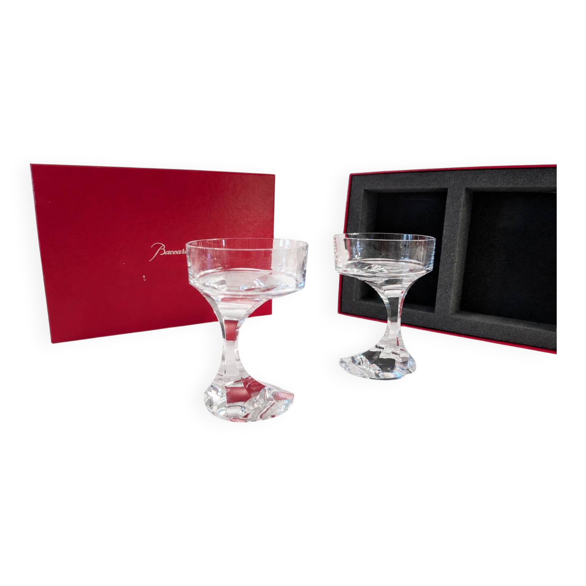 Baccarat - Boris Tabacoff - 2 Champagne glasses - Narcisse - Crystal