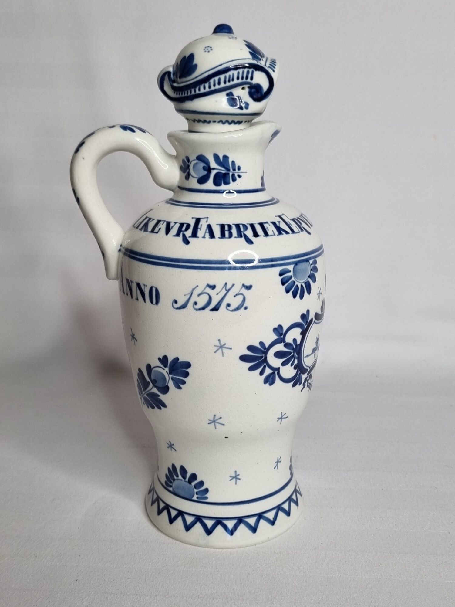 Delft ceramic bottle, Erven Lucas Bols, Amsterdam