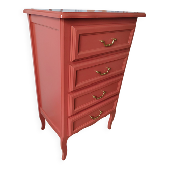 Commode vintage rénovée – Terracotta & poignées dorées