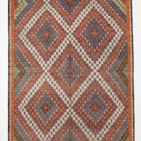 6x11 Mulicolor Living Room Rug, Vintage Wool Kilim Rug, 187x339Cm