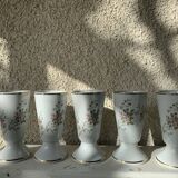 5 mazagrans porcelain vintage rosehip pattern
