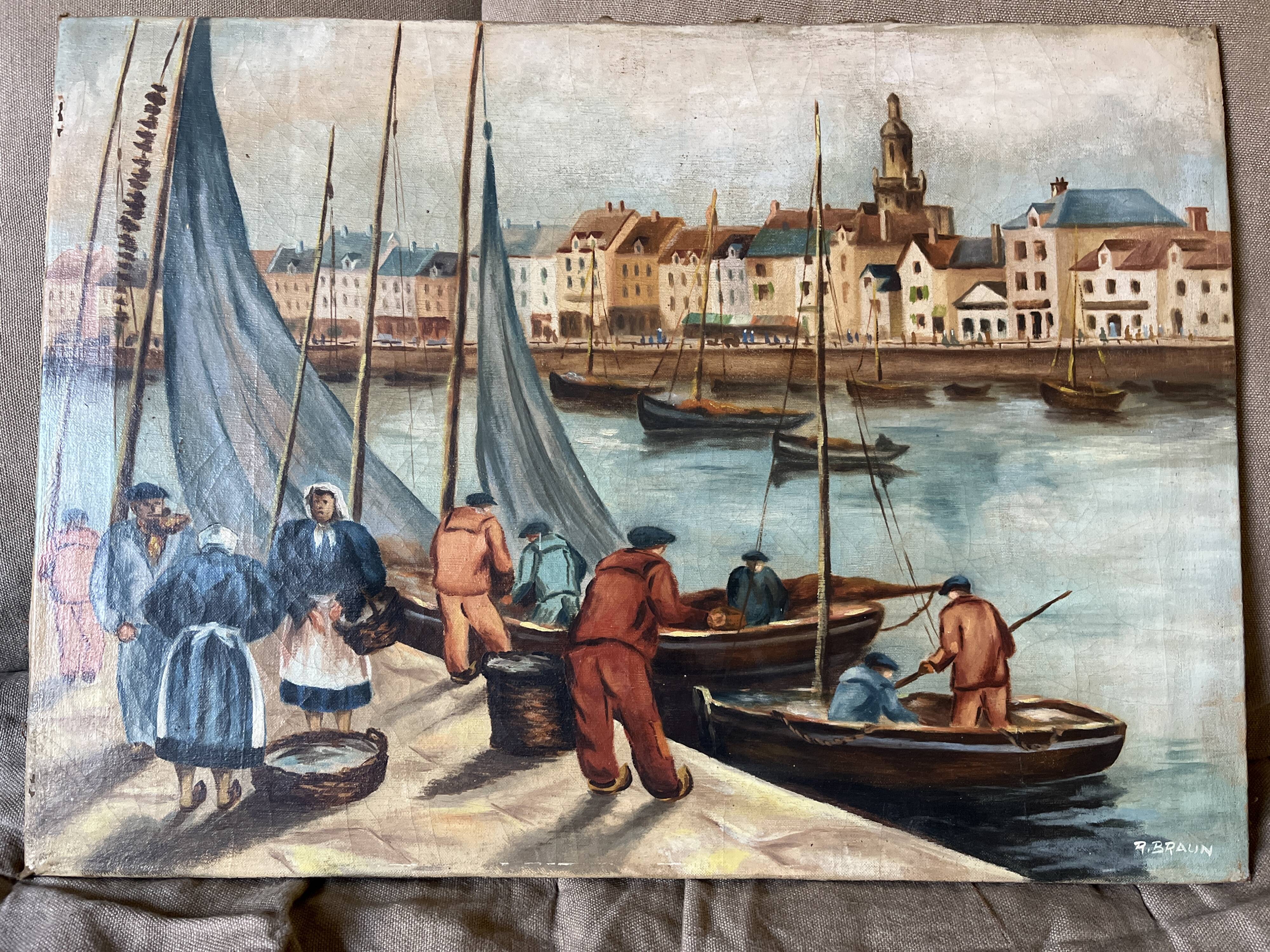 Old marine painting signed