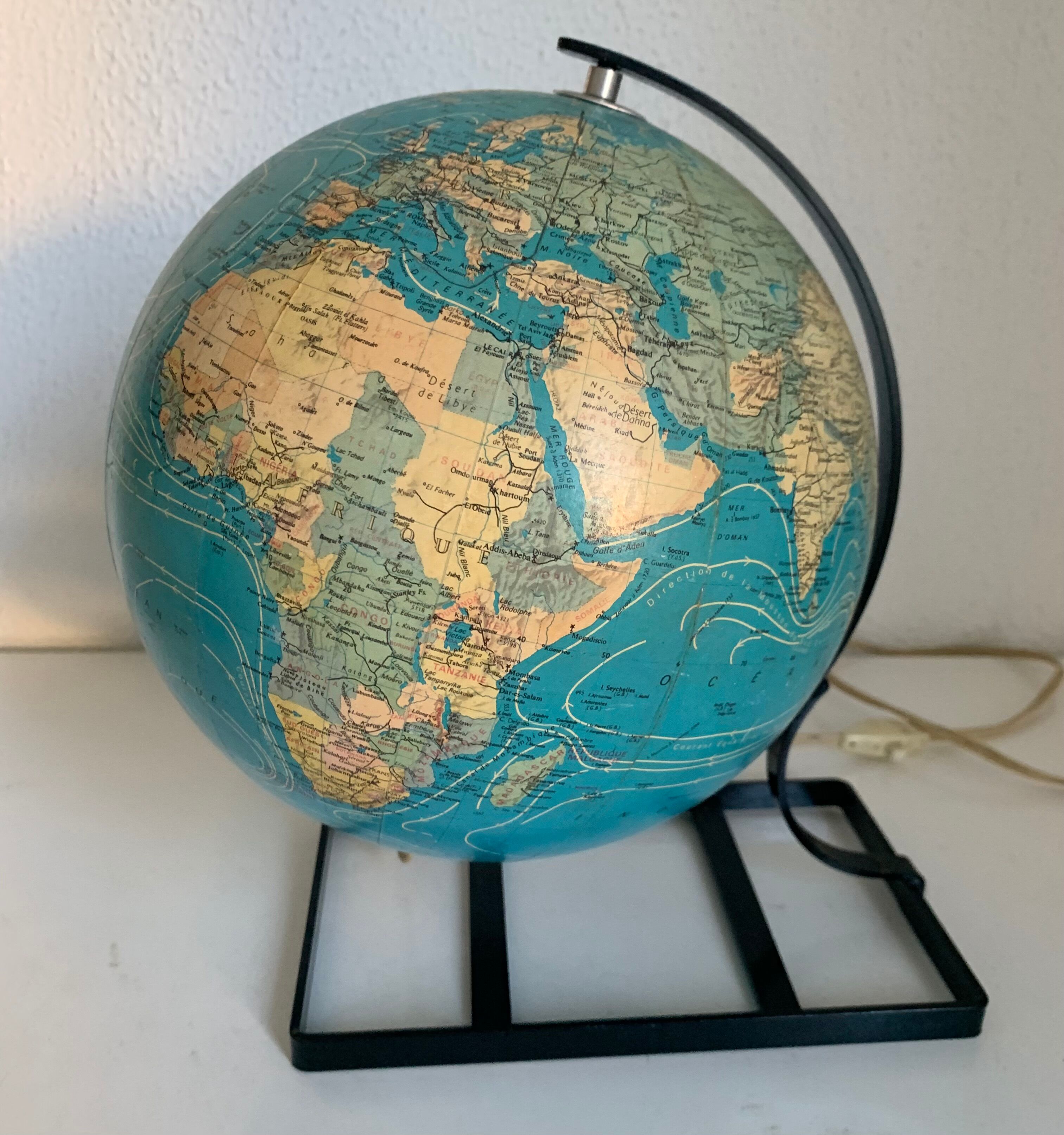Vintage globe 1971 terrestrial Taride glass - 29 cm