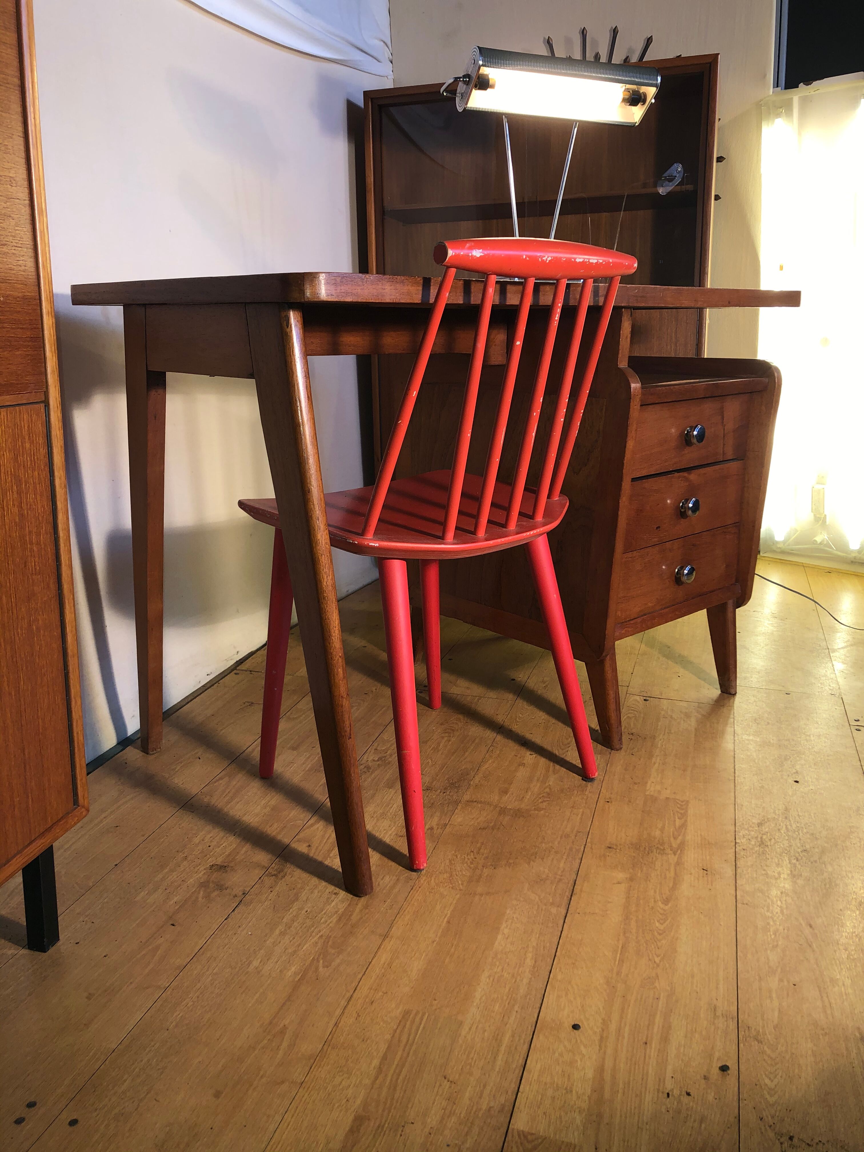 1950 foot compass desk and Scandinavian chair