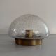 Flush glass shade with bubble texture and brass base by Hillebrand, 1960s, Germany.
