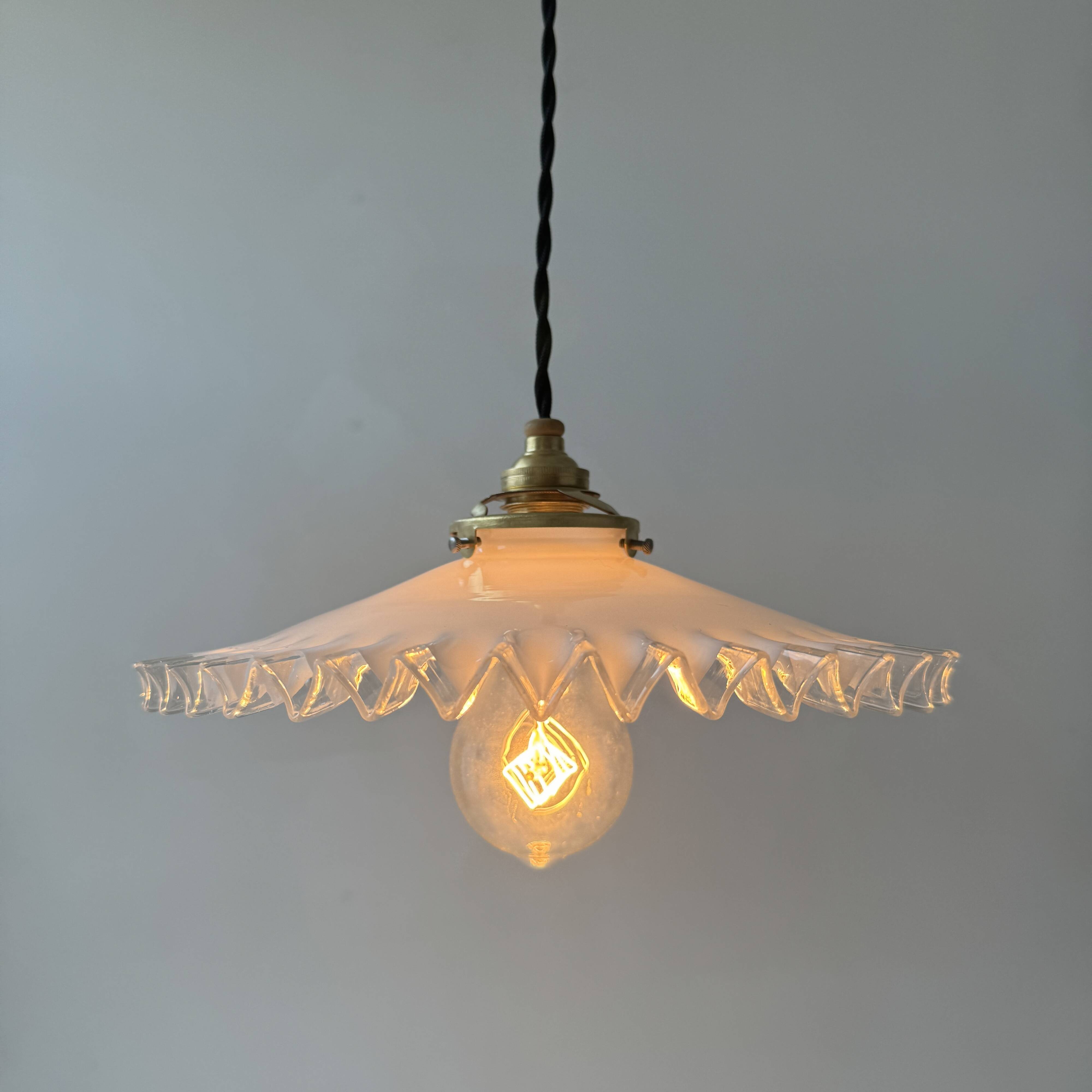 Vintage opaline lace pendant light, 25.5 cm