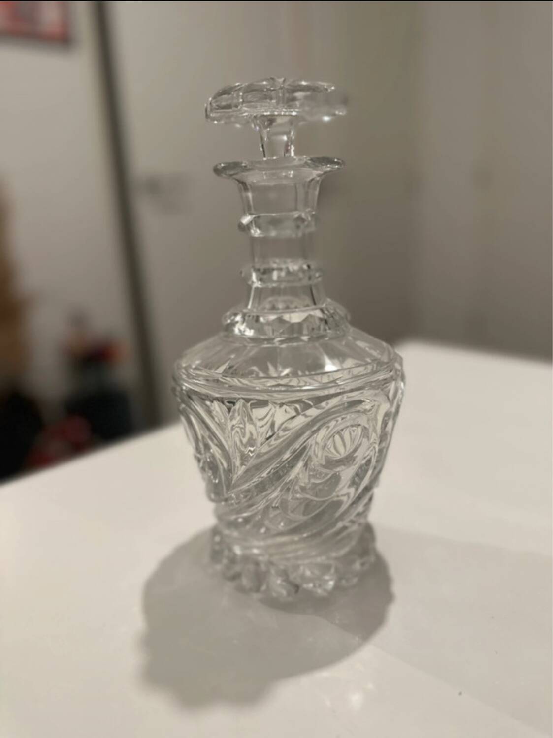 Moulded crystal carafe - Antique - Perfect condition - Height 24 cm