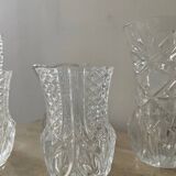 Series of 6 miniature vases in chiseled glass