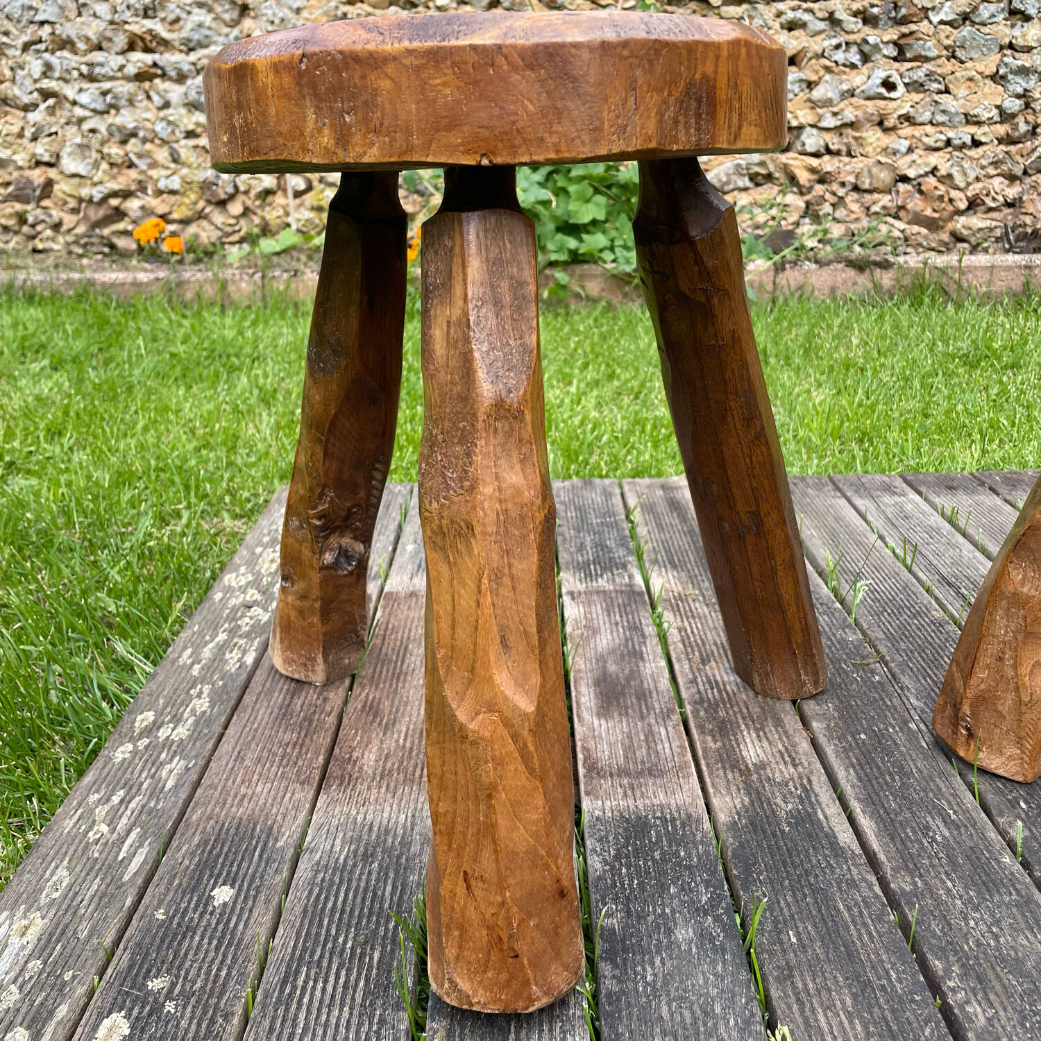 Pair of vintage brutalist stools