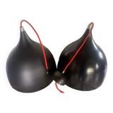 Set of 2 black and red metal lamps, loft style
