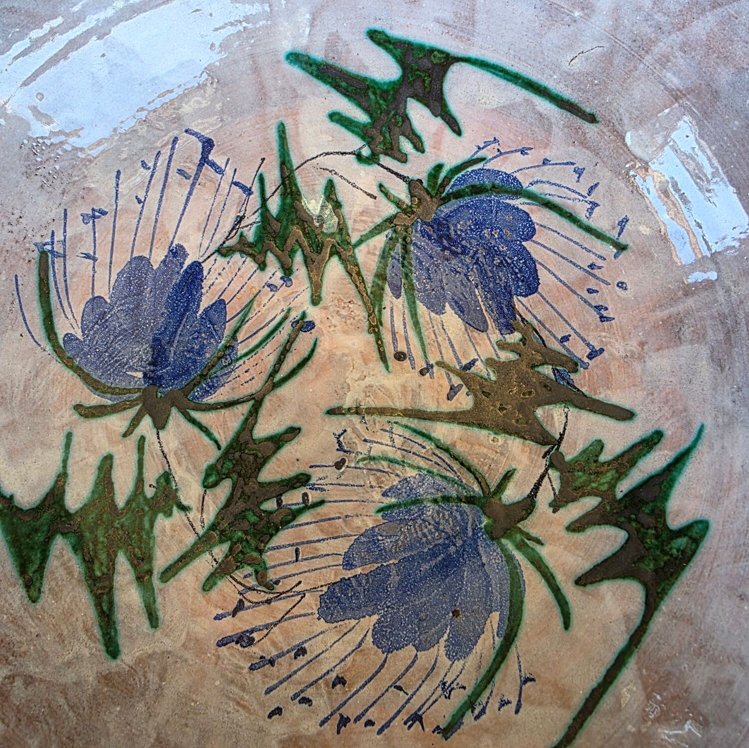 Vintage salad bowl Vallauris thistle decor - Atelier Le Brescon