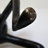 Sculptural candlestick anthropomorphic bronze blackened with woman's figure 70s