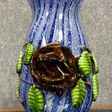 Murano : Spectaculaire Vase en verre polychrome, à décor d’une fleur, de branches, et de feuilles