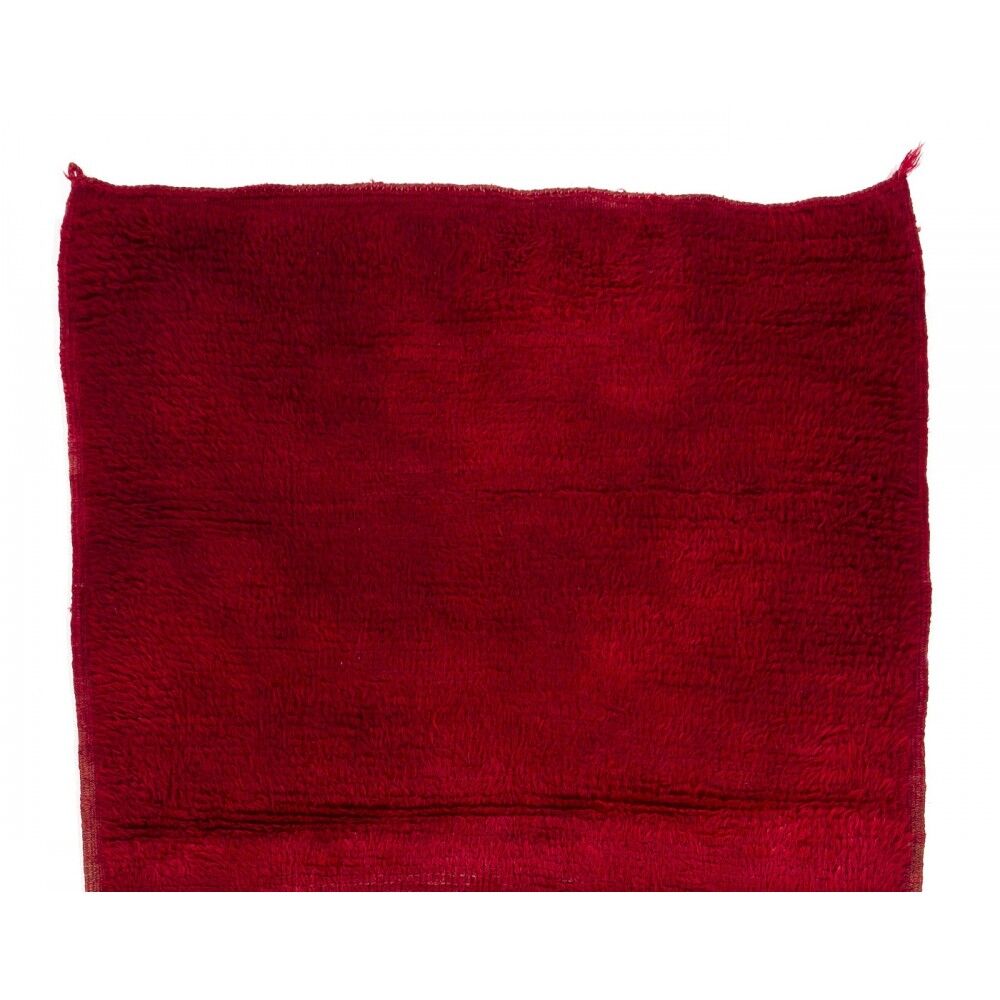 Solid Red Vintage Handmade Turkish Tulu Rug, 100% Wool