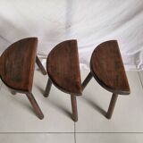 Trio of vintage brutalist tripod stools