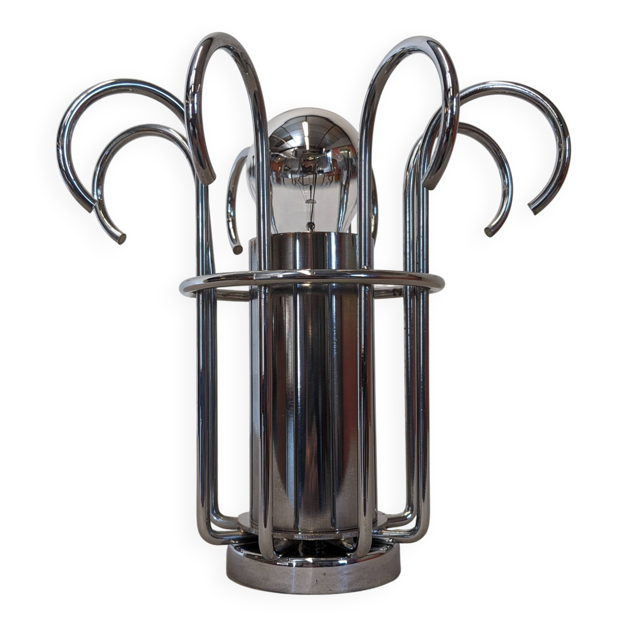 Modernist Space Age lamp in chrome metal from the 60s/70s