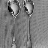 Silver metal salad servers