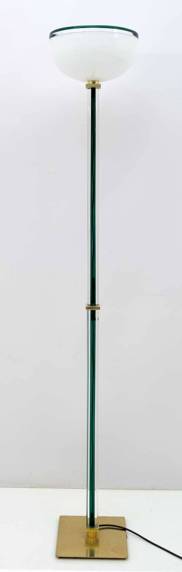 20st Century Venini Murano Glass "Tolboi" Floor Lamp in Green