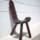 Brutalist wooden chair, tripod chair, Spanish chair