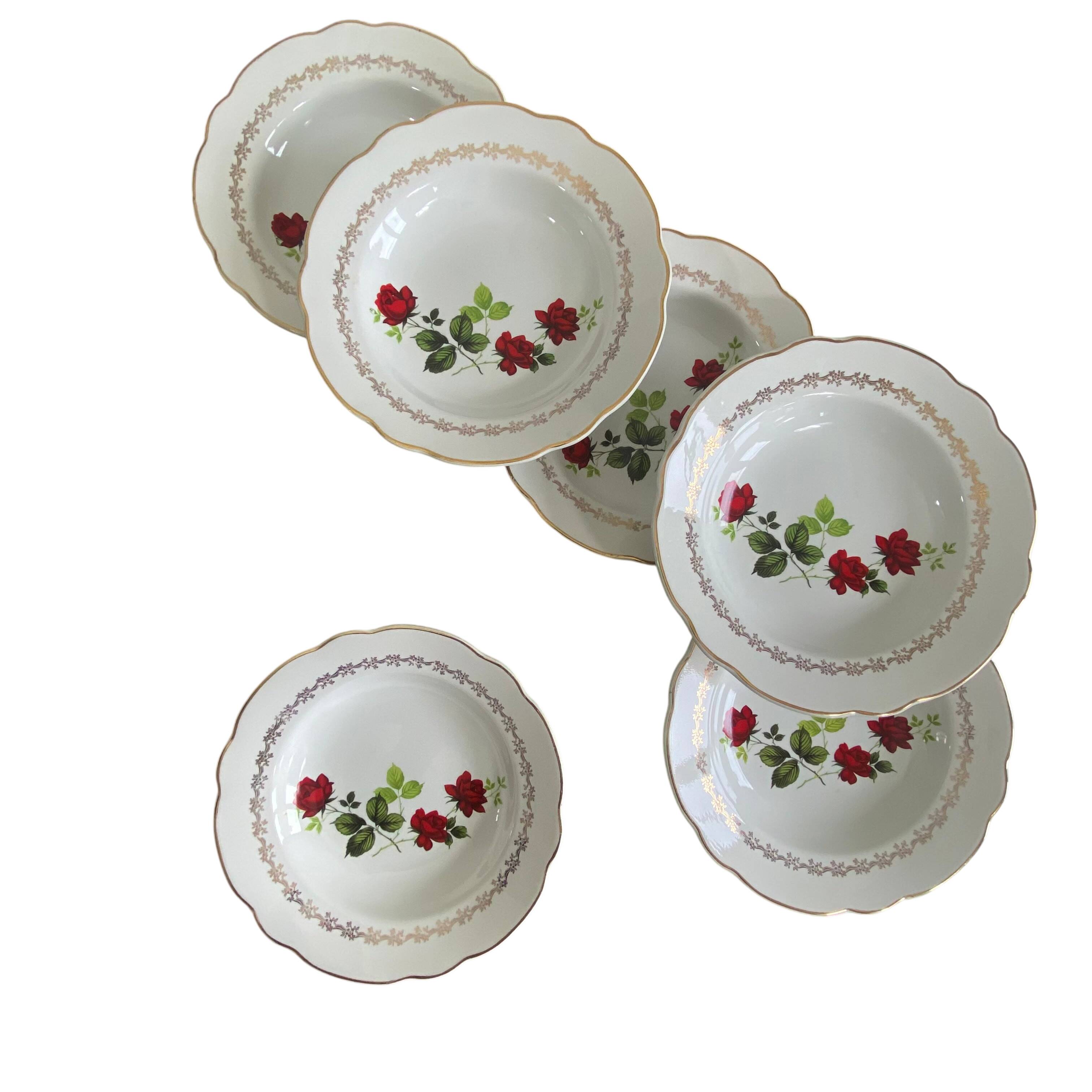 6 assiettes creuses faïence ancienne manufacture française de Sarreguemines