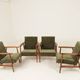 Ensemble de 4 Fauteuils Mid-Century Modern – Velours olive vert 