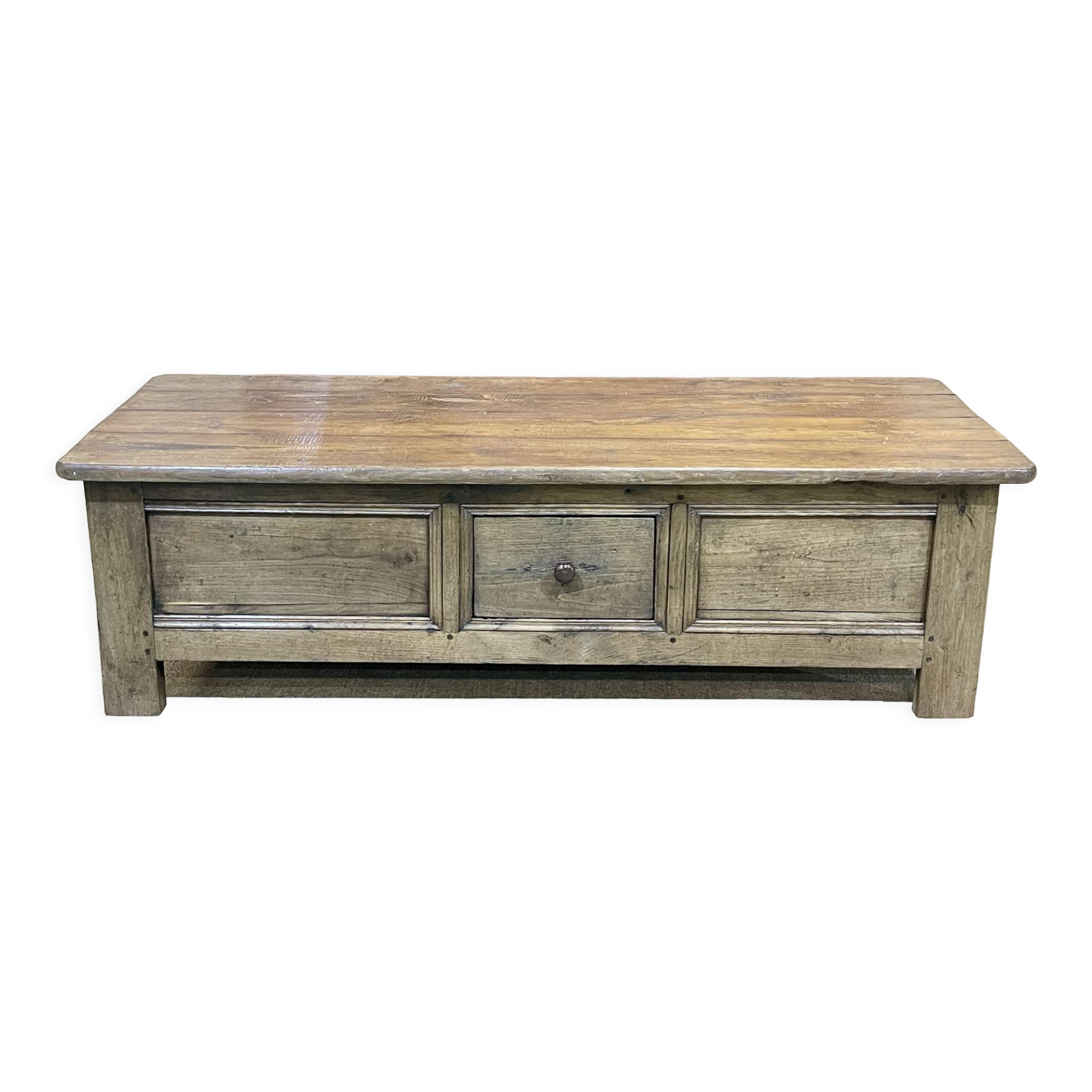 Table basse en châtaignier du XIXème à 3 tiroirs