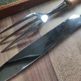 Vintage bamboo meat cutting set Made in France