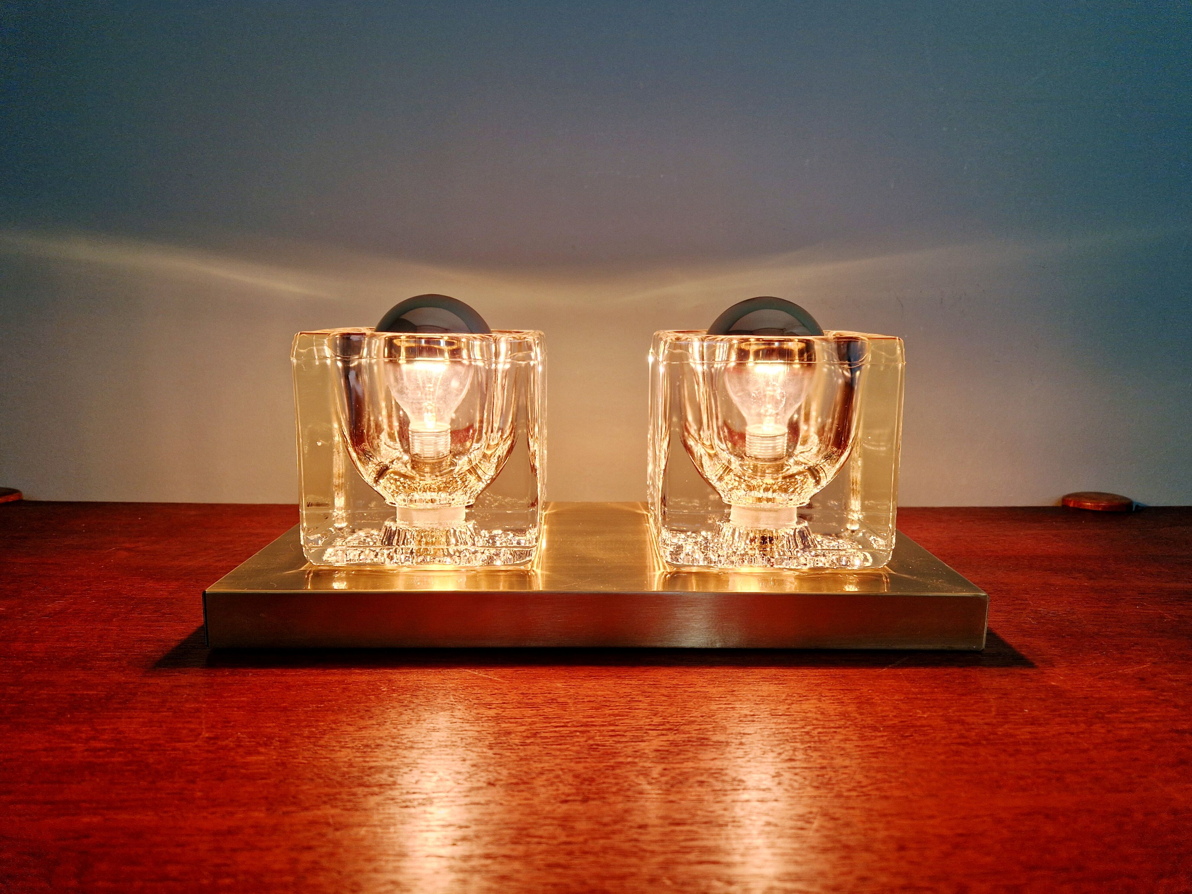 Applique murale double Ice Cube, Peill & Putzler, années 1970
