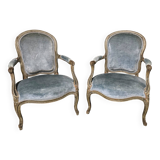 Pair of Louis XV cabriolet armchairs, 18th century