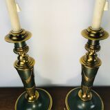 Vintage dutch brass and green table lamps from kullmann, 1970s, set of 2 table lamps. baroque
