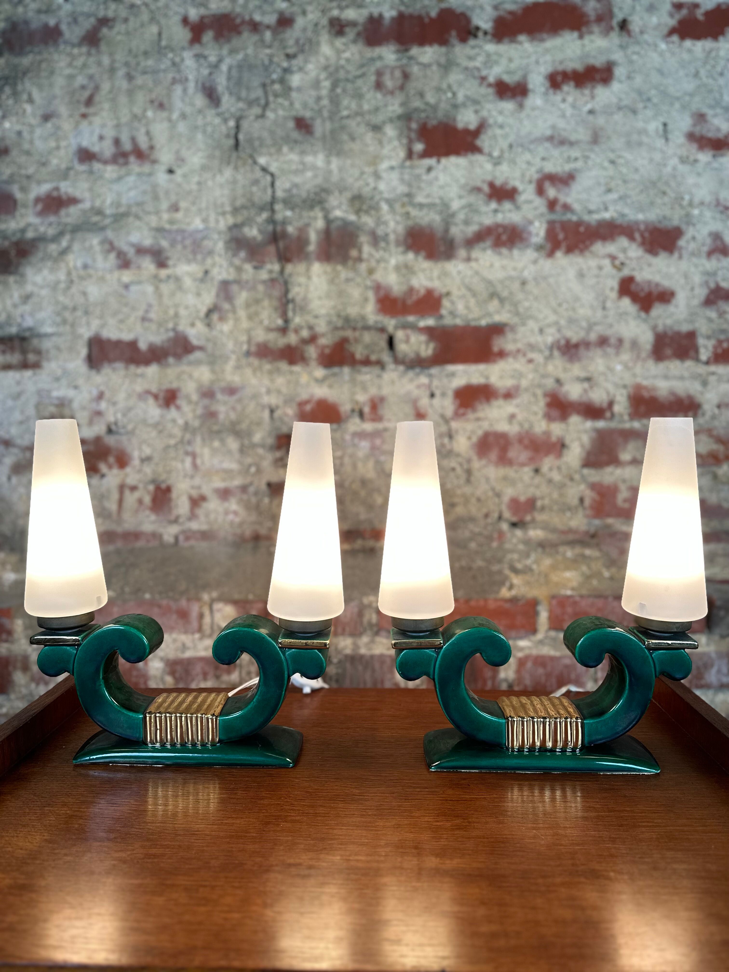 Lamps Art Deco period in ceramic Saint Clement