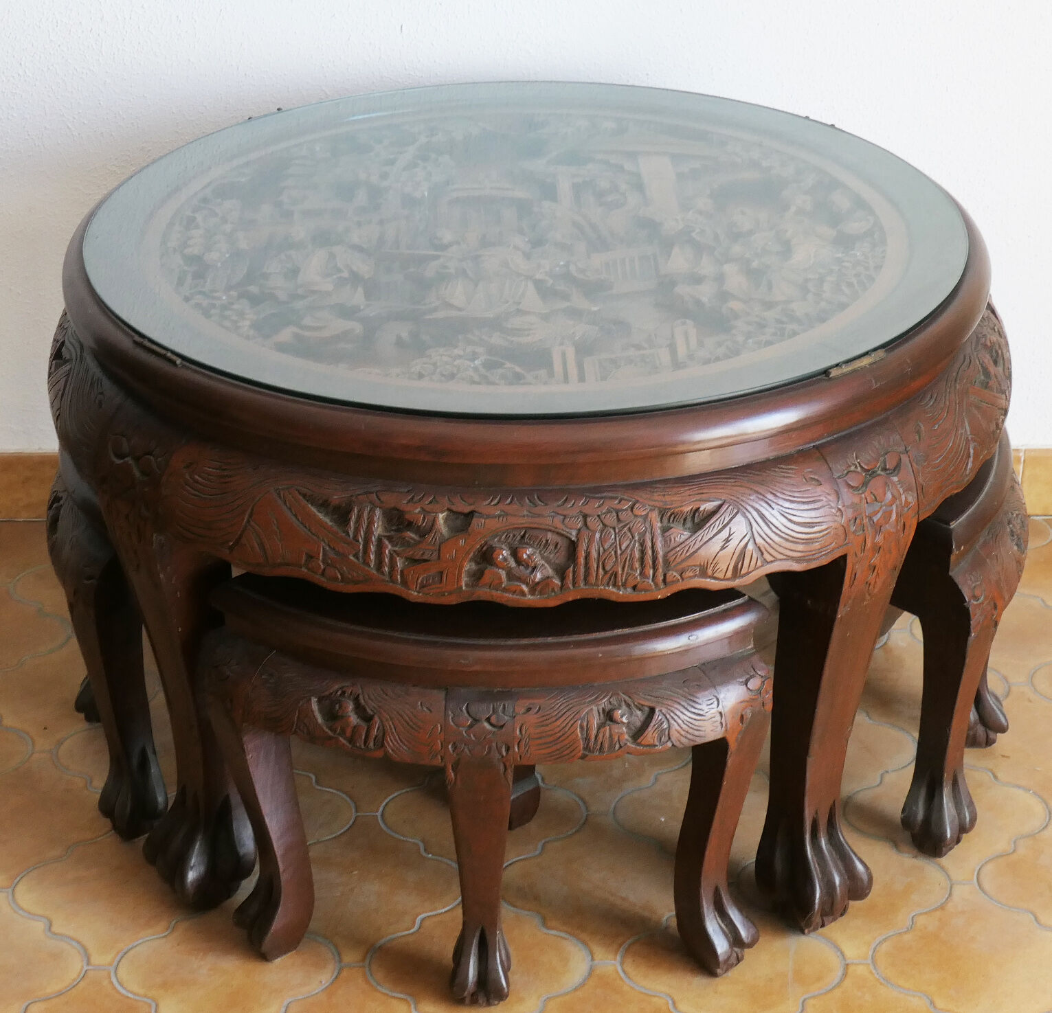 Chinese coffee table carved wood