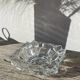 Classic square clear glass ashtray.
