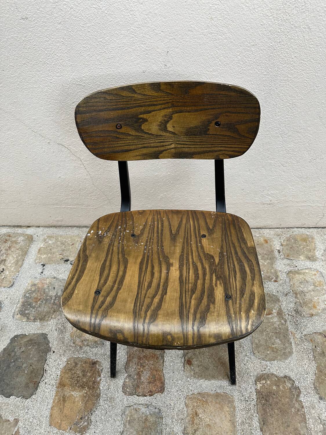 2 chaises style industriel en bois et métal