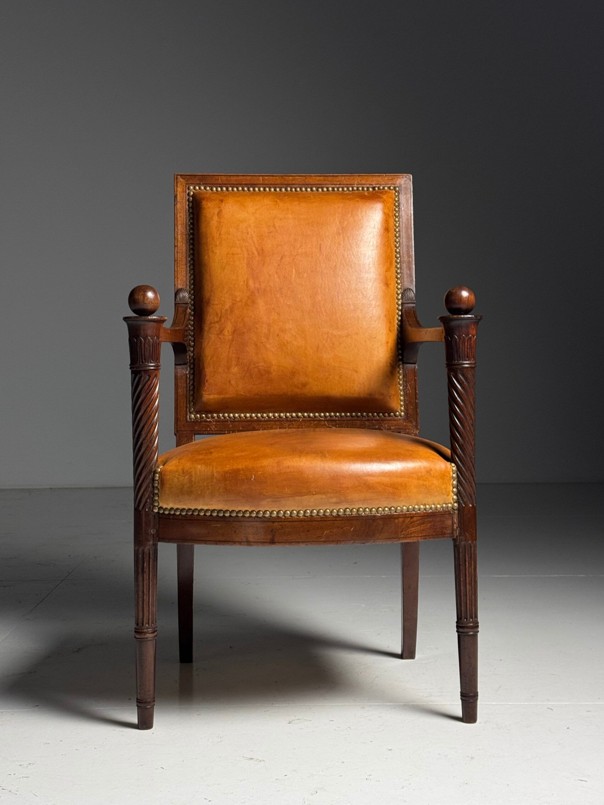 French armchair 19th century leather