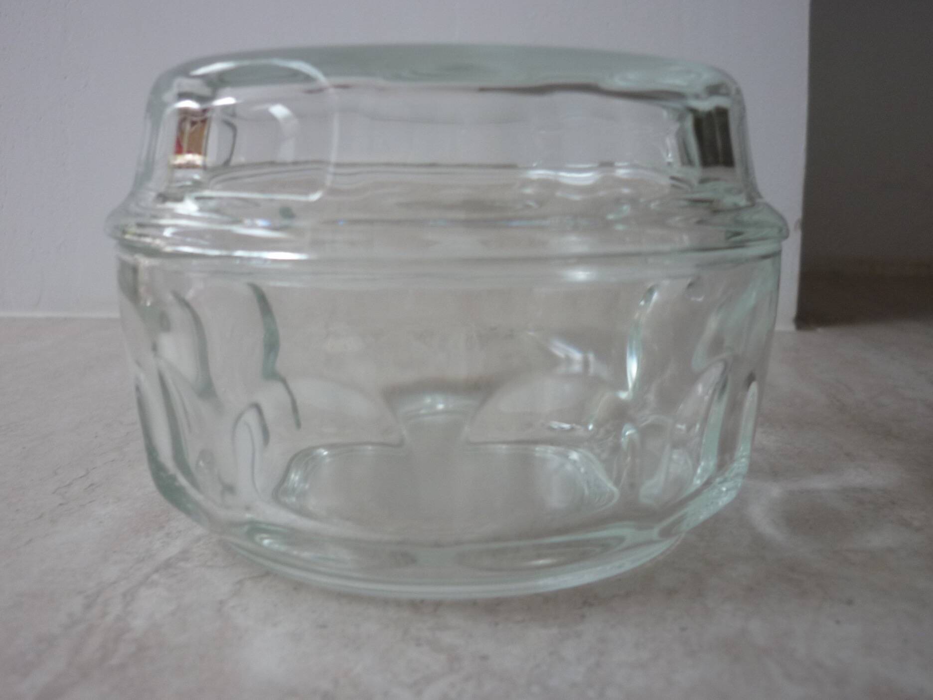 Vintage art deco glass butter or sugar bowl
