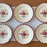 6 assiettes à dessert anciennes en faïence de Longchamp