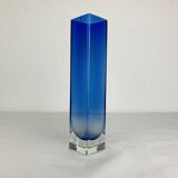 Blue glass vase in Sommerso Murano style, vintage