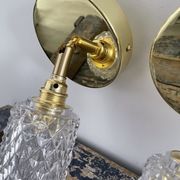 Pair of vintage electrified glass wall lamps
