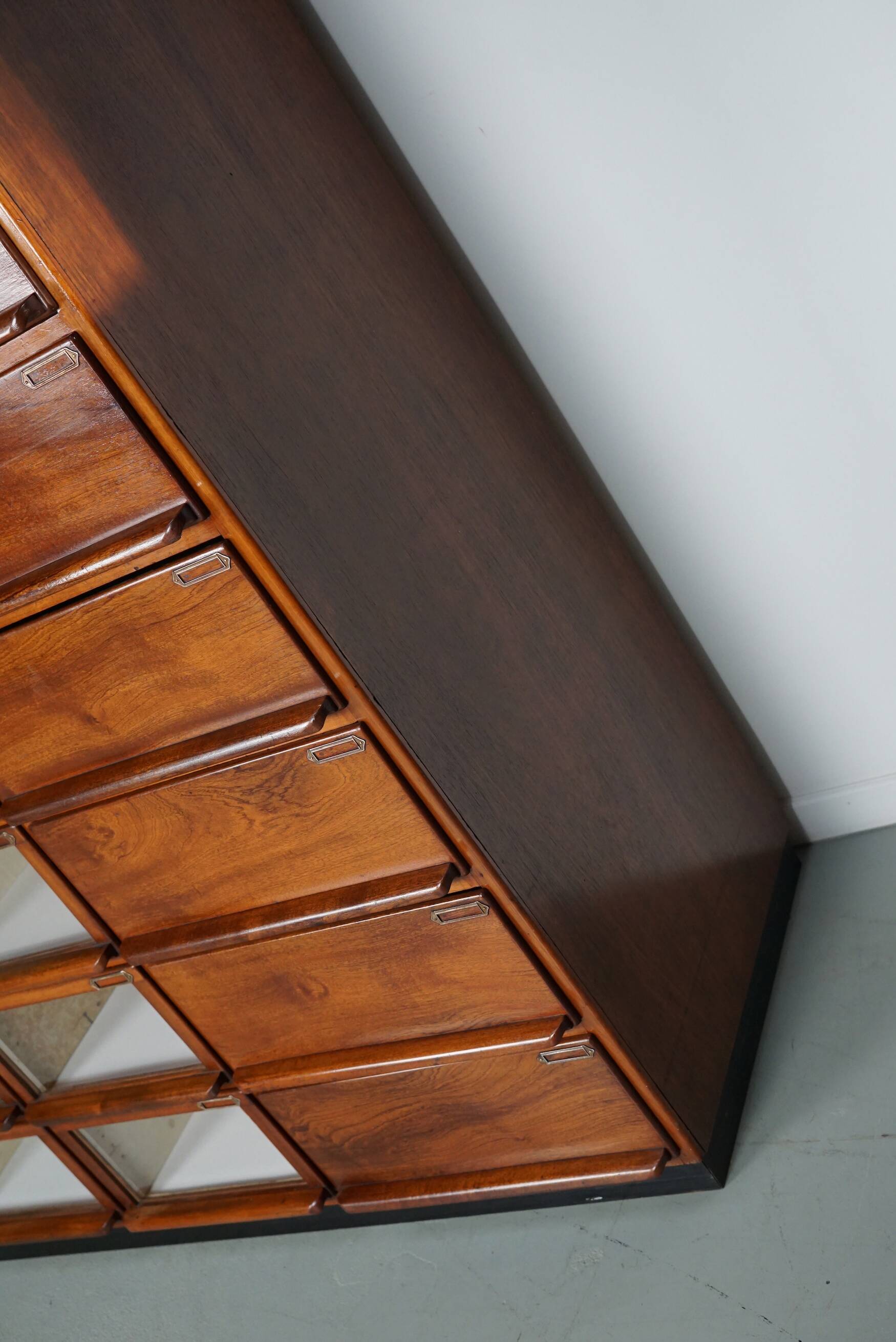 Vintage dutch hardwood haberdashery shop cabinet, 1930s